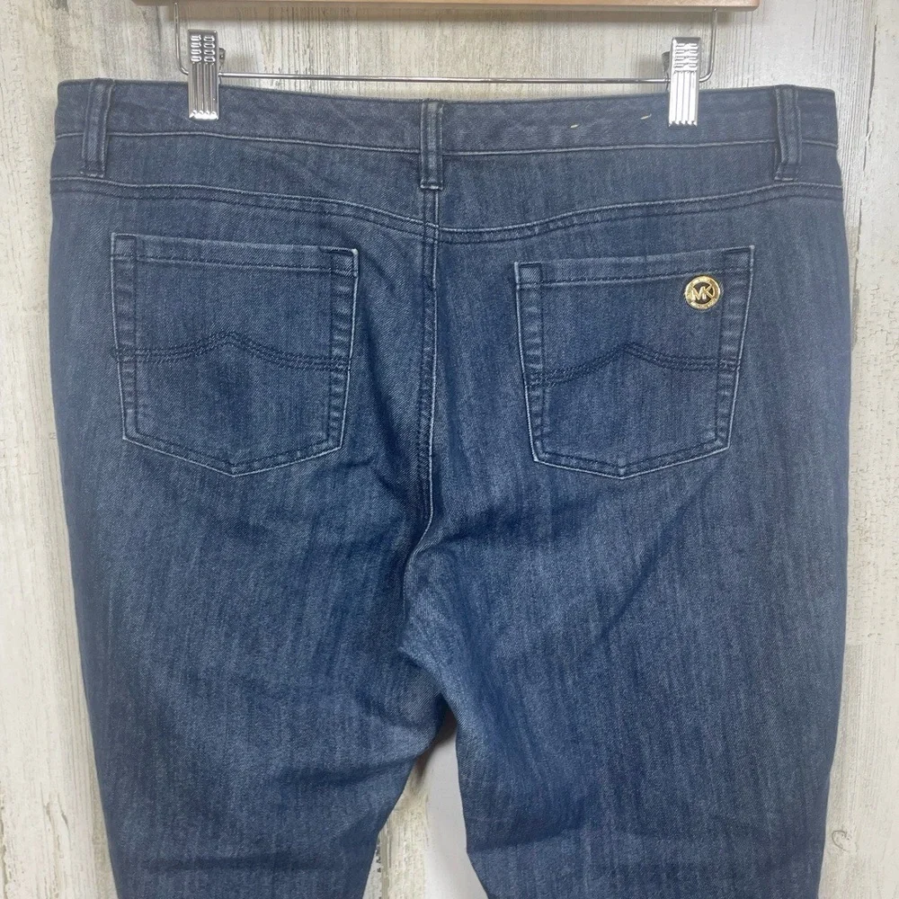 MICHAEL KORS Jeans Womens 12 Dark Blue Slim‎ Fit Mid Rise Denim MK Logo